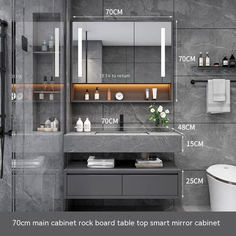 QW- Solid Wood Smart Glass Cabinet, Bathroom Sink