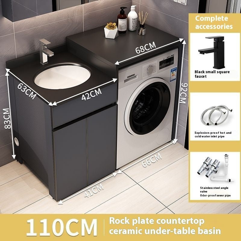 QW- Aluminum Storage Cabinet Bathroom Sink Set Washing Machine Table