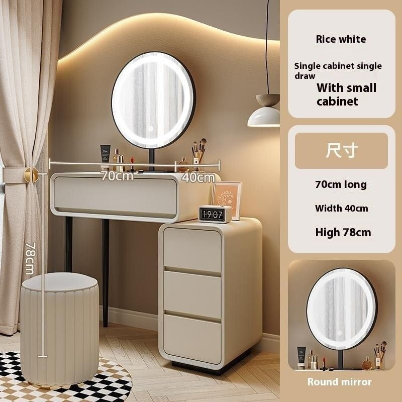 Cream Wind Solid Wood Large Bedroom Modern Simple Foldable Chest of Drawers One Dressing Table