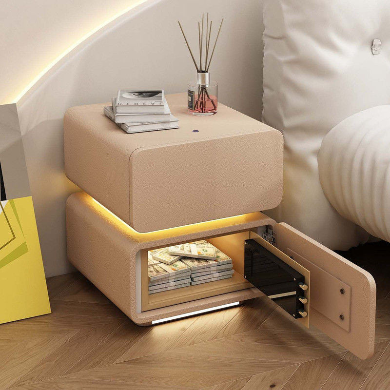 Smart Suspension Safe Bedside Luxury Premium Solid Wood Cabinet Large Bedroom with Light