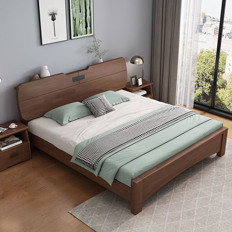 Bilik Tidur Utama Nordik Moden Ringkas 1.8 Saiz Queen Katil Single Lock 1.5 Oak Kayu Padu