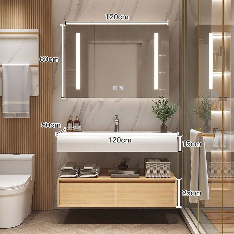 QW- Solid Wood Storage Smart Mirror Cabinet Bathroom Sink Set