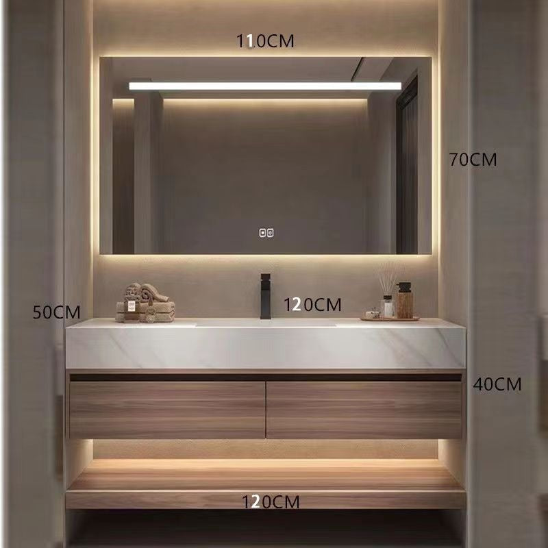 QW- storan diperbuat daripada sinki kayu asli, Kabinet cermin pintar bilik mandi 