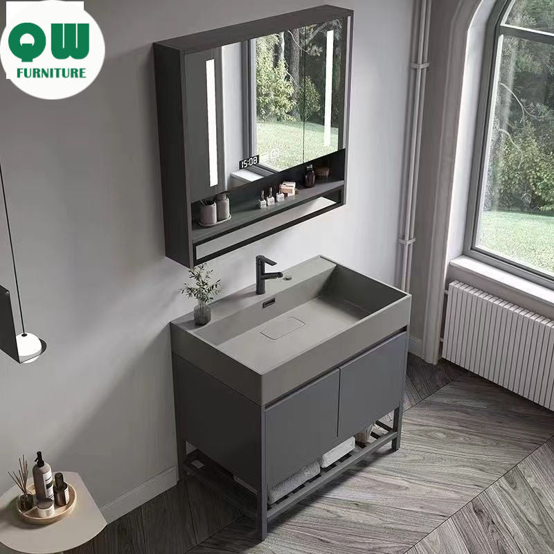 QW- Smart Mirror Real Wood Storage Bathroom Wash Cabinet