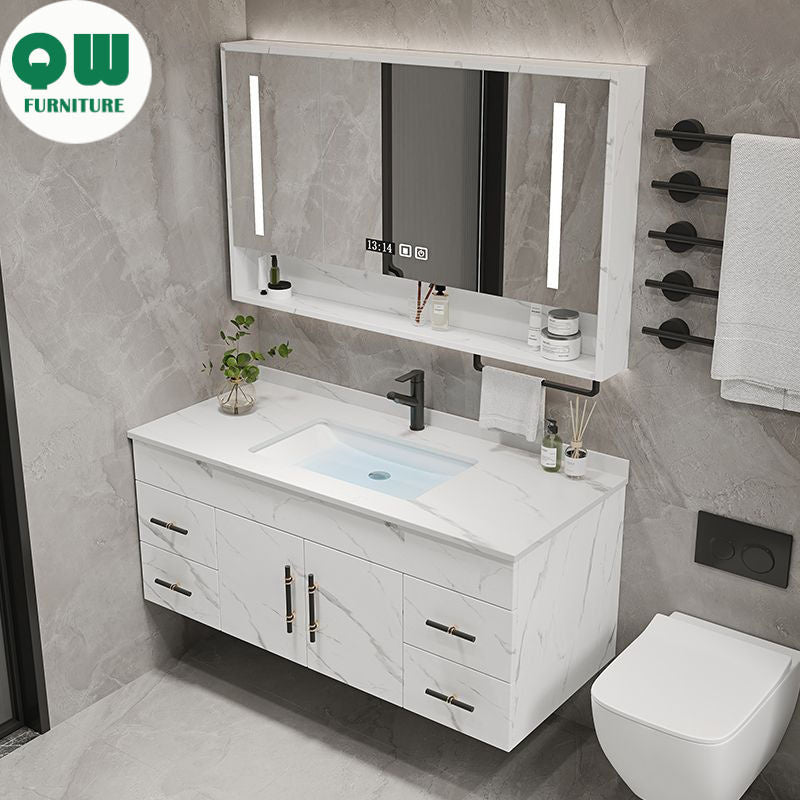QW- Kabinet Cermin Pintar Diperbuat Daripada Kayu Asli di Bilik Mandi, Singki Bilik Mandi 
