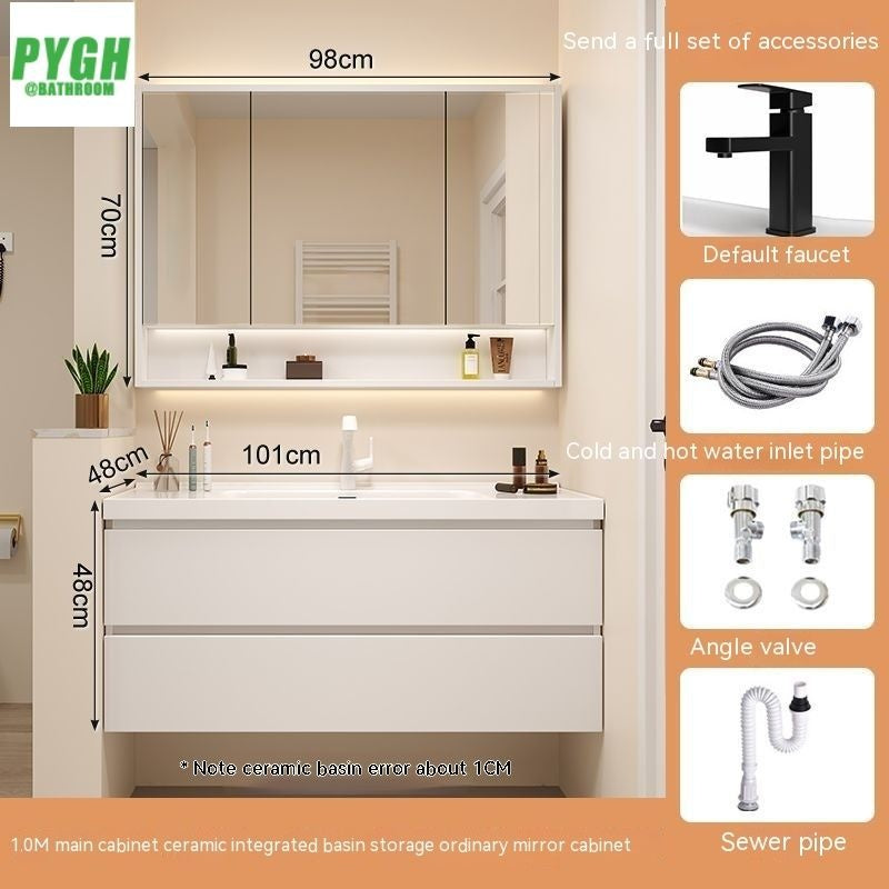 QW- White Storage Smart Mirror Cabinet, Bathroom Sink