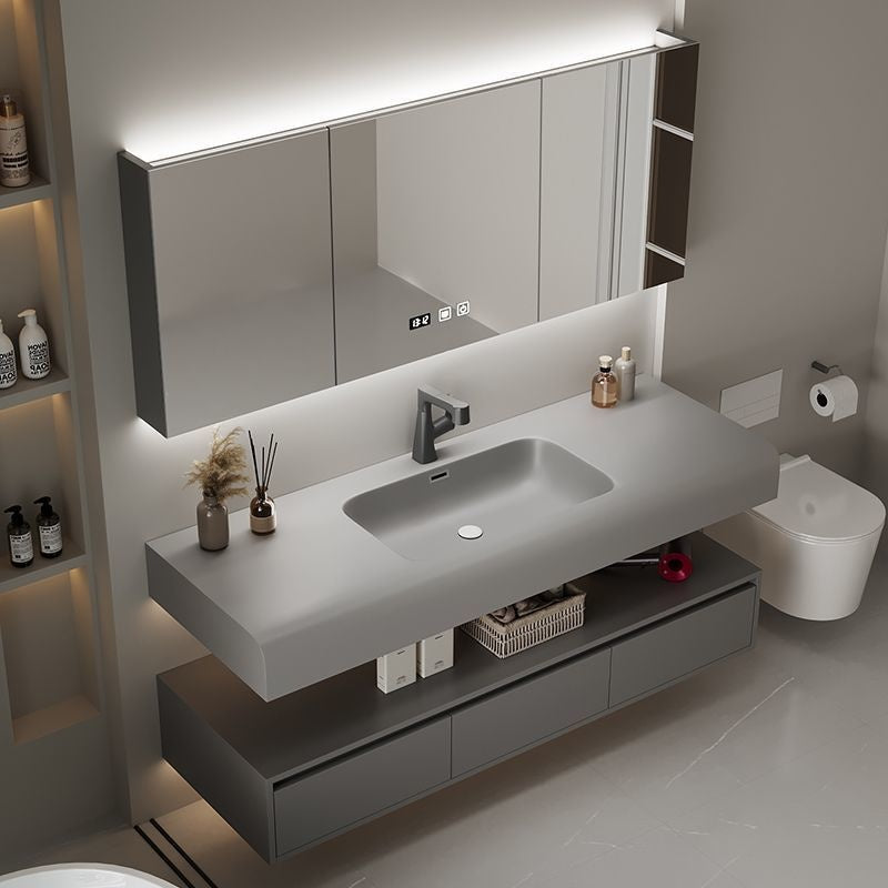 Set Singki Penyimpanan Kayu Asli QW- Kabinet Cermin Pintar di Bilik Mandi 