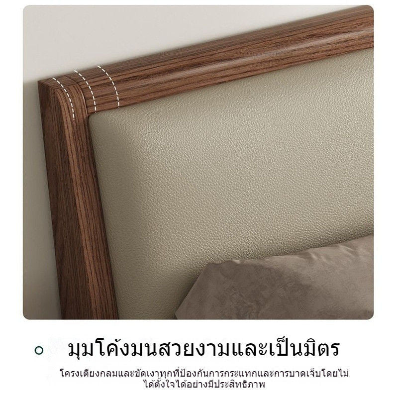 White Solid Wood 1.5 Modern Simple Soft Pack Nordic Home 1.8 Meters Large Bedroom Single Bed
