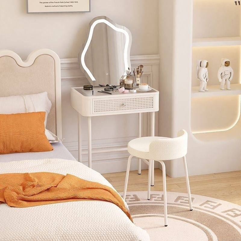Cream Wind Simple Modern Glass Iron Art Large Bedroom Dressing Table