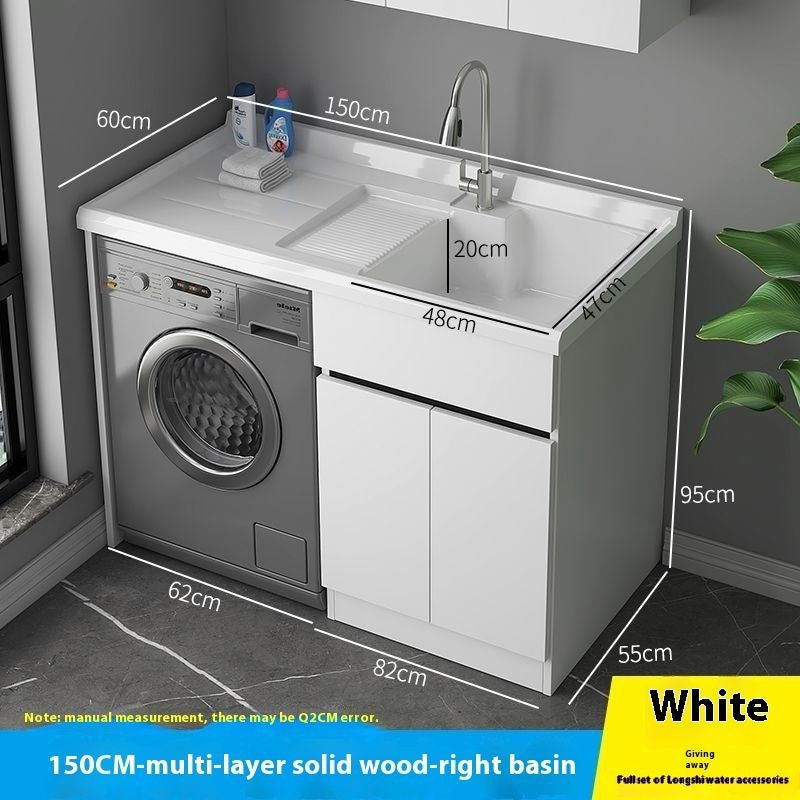 QW- Genuine Wooden Storage Cabinet Bathroom Sink Set Washing Machine Table