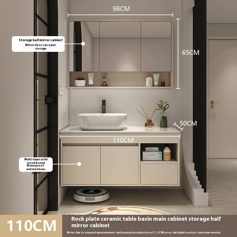 QW- Bilik Mandi Pintar, Kabinet Penyimpanan Bilik Mandi Cermin, Set Besen 