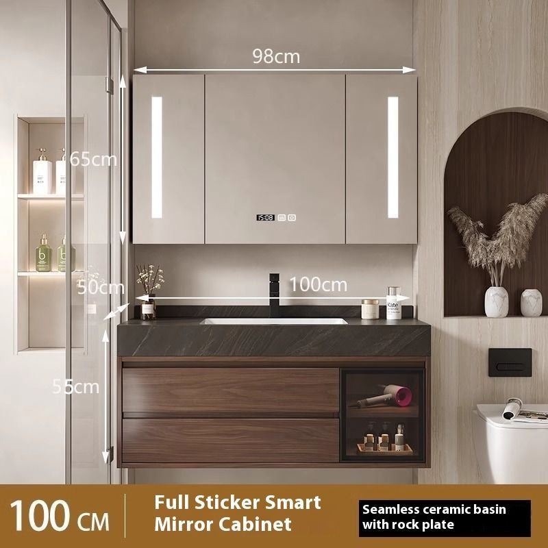 QW- Smart Mirror Real Wood Storage Cabinet in the Bathroom, Bathroom Sink Set