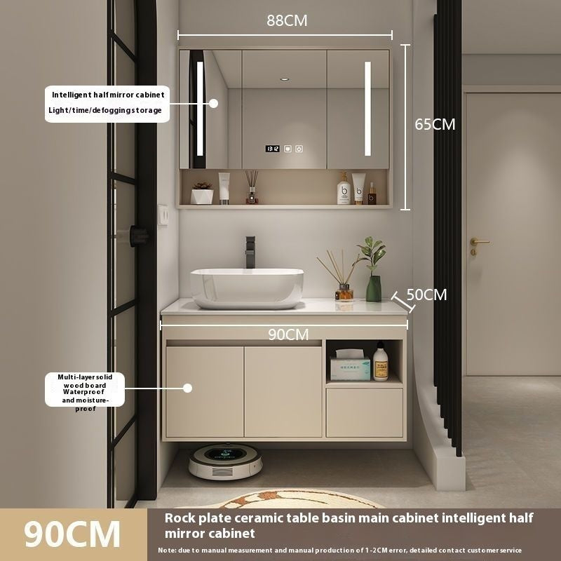 QW- Bilik Mandi Pintar, Kabinet Penyimpanan Bilik Mandi Cermin, Set Besen 