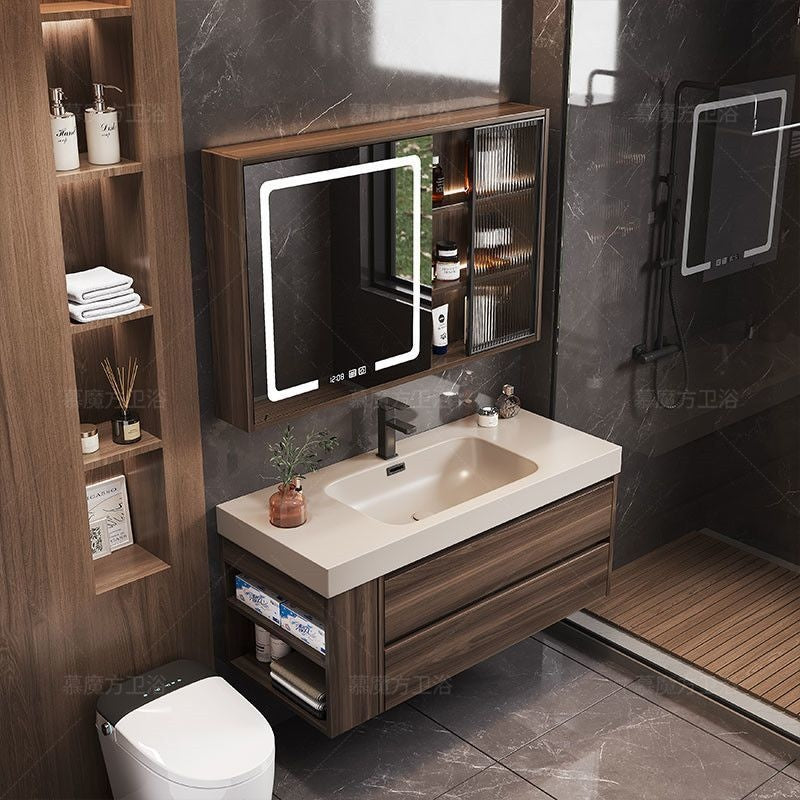 QW- Solid Wood Storage Smart Mirror Cabinet in the Bathroom, Bathroom Sink Set