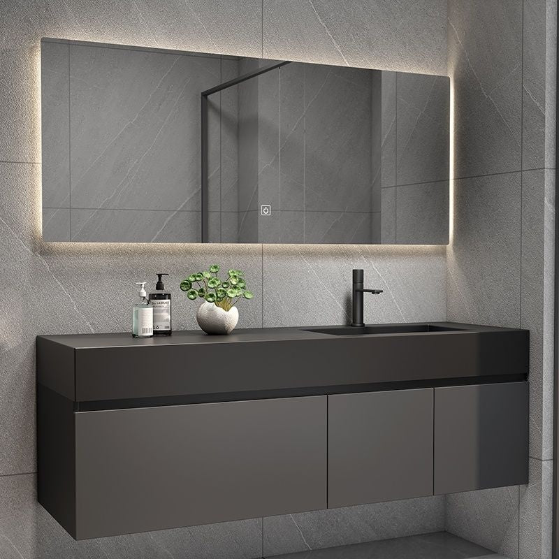 QW- Custom-made Real Wood Storage Cabinet Smart Mirror Sink in the Bathroom