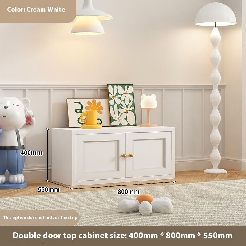Cream Windbreaker Bedroom Home Iron Wardrobe Three-Door Storage Cabinet Easy Combination