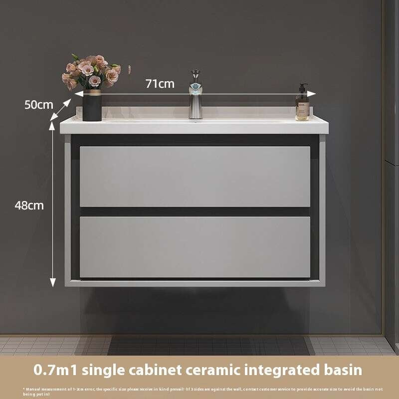 Kabinet Penyimpanan Kayu Oak QW- Set Singki Cermin Pintar di Bilik Mandi 