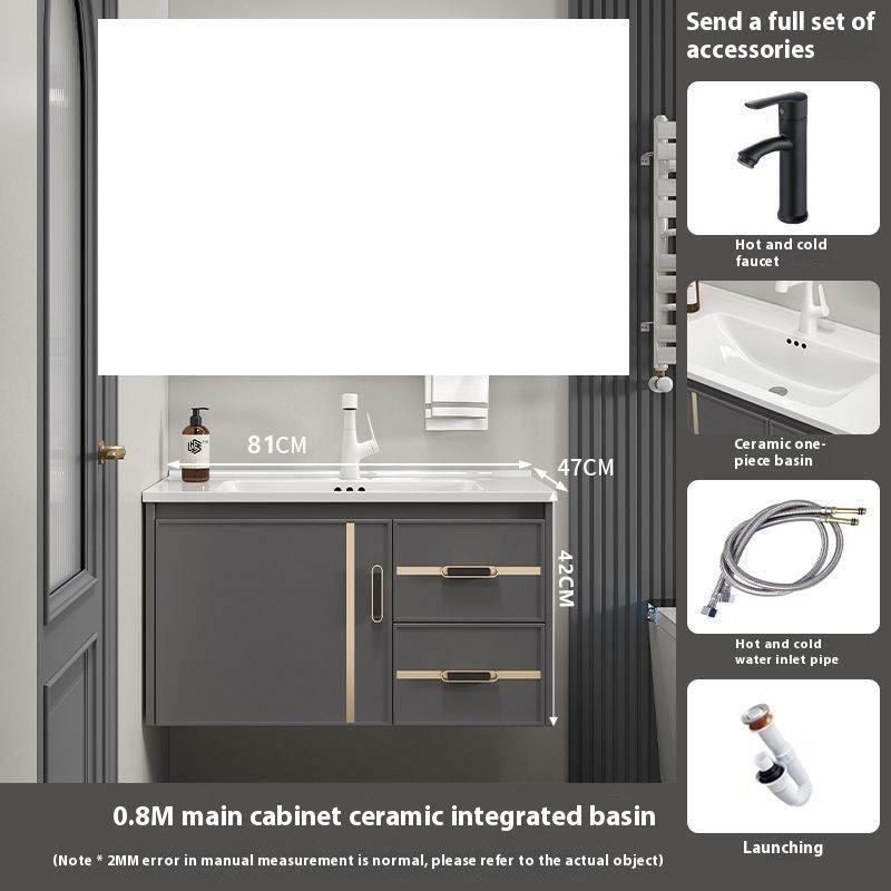Kabinet Penyimpanan Aluminium QW- Cermin Pintar Set Sinki Bilik Mandi 