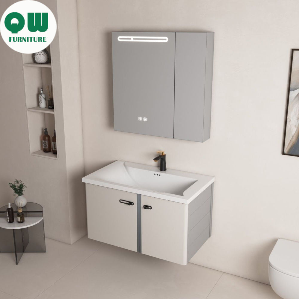 Kabinet simpanan bilik mandi pintar cermin keluli tahan karat aluminium QW- 