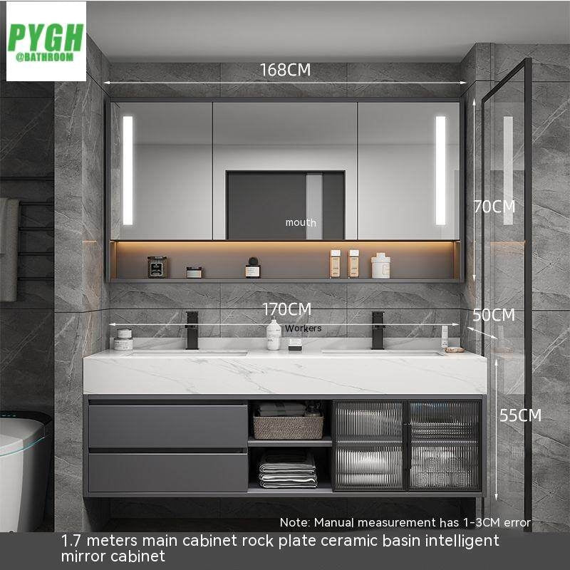QW- Large Basin Set with Smart Mirror and Real Wood Storage Cabinet for Bathroom