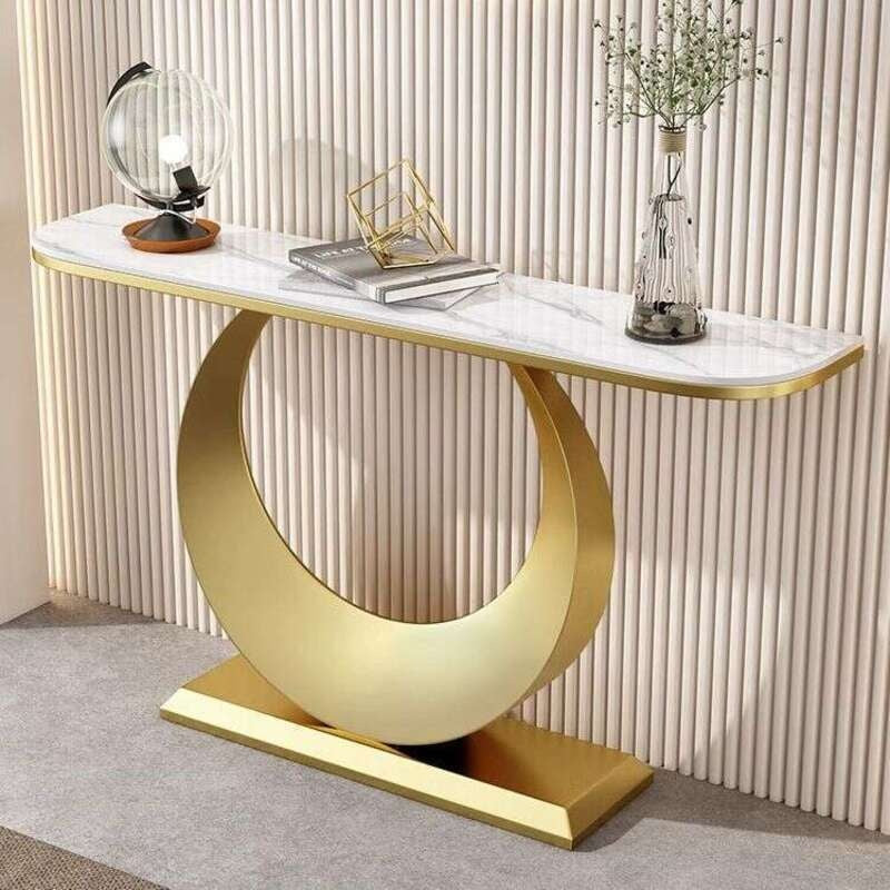 Meja batu hujung bar ruang tamu, kabinet masuk, ringkas, moden, mewah ringan, meja dinding ruang tamu