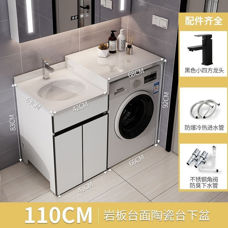 QW- Aluminum Bathroom Cabinet Set with Sink and Countertop Washing Machine