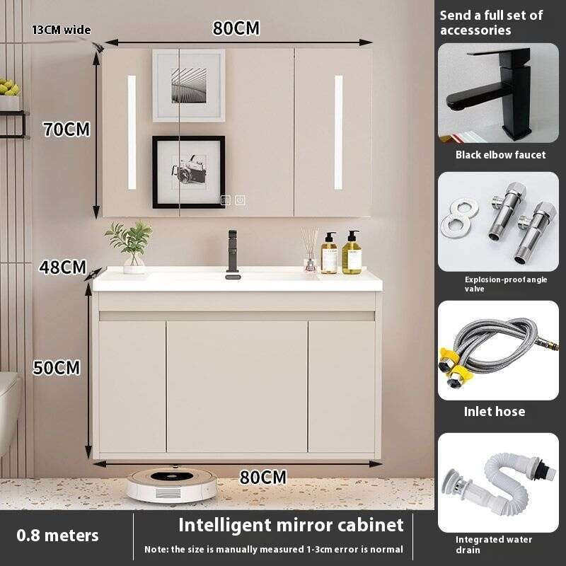 QW- Kabinet Penyimpanan Singki Cermin Pintar di Bilik Mandi 