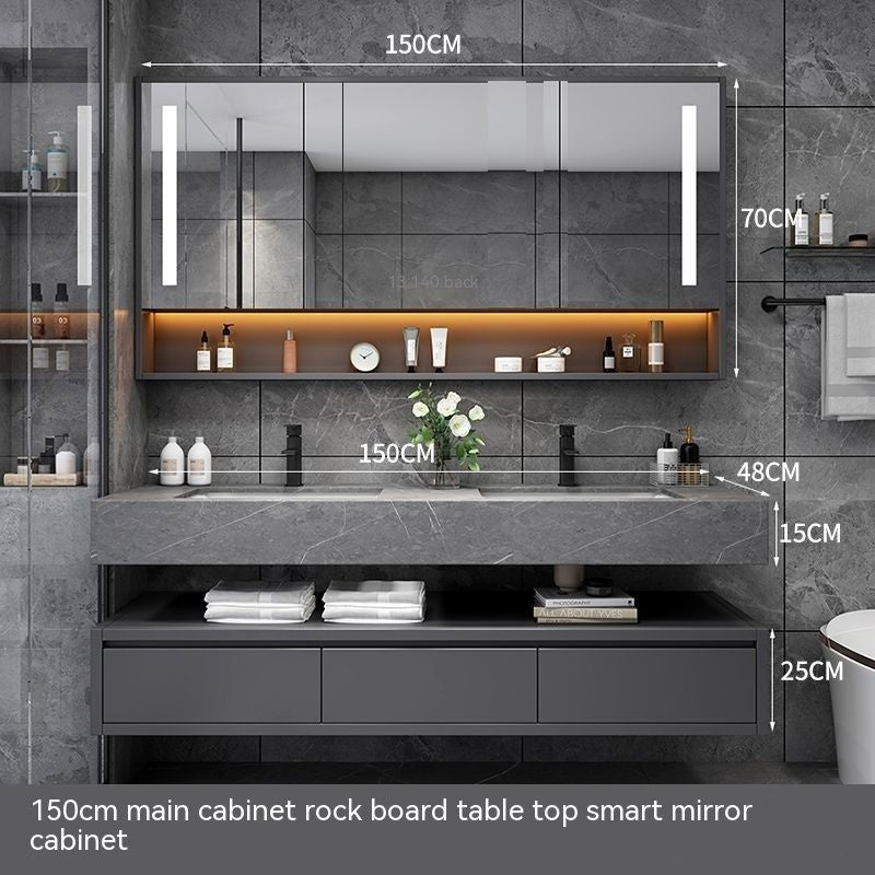 QW- Solid Wood Smart Glass Cabinet, Bathroom Sink