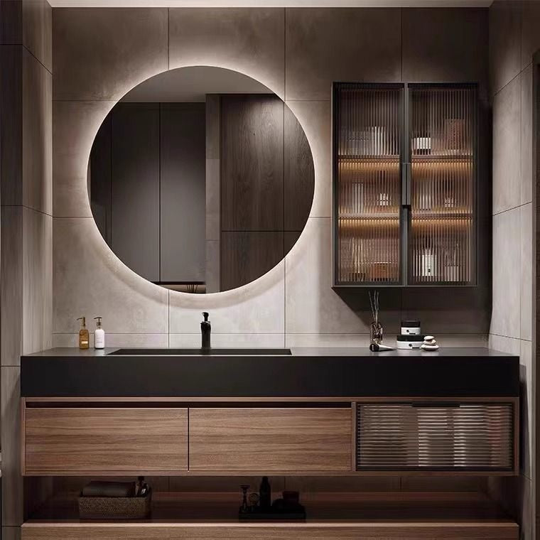 QW- Custom-made Real Wood Storage Cabinet Smart Mirror Sink in the Bathroom