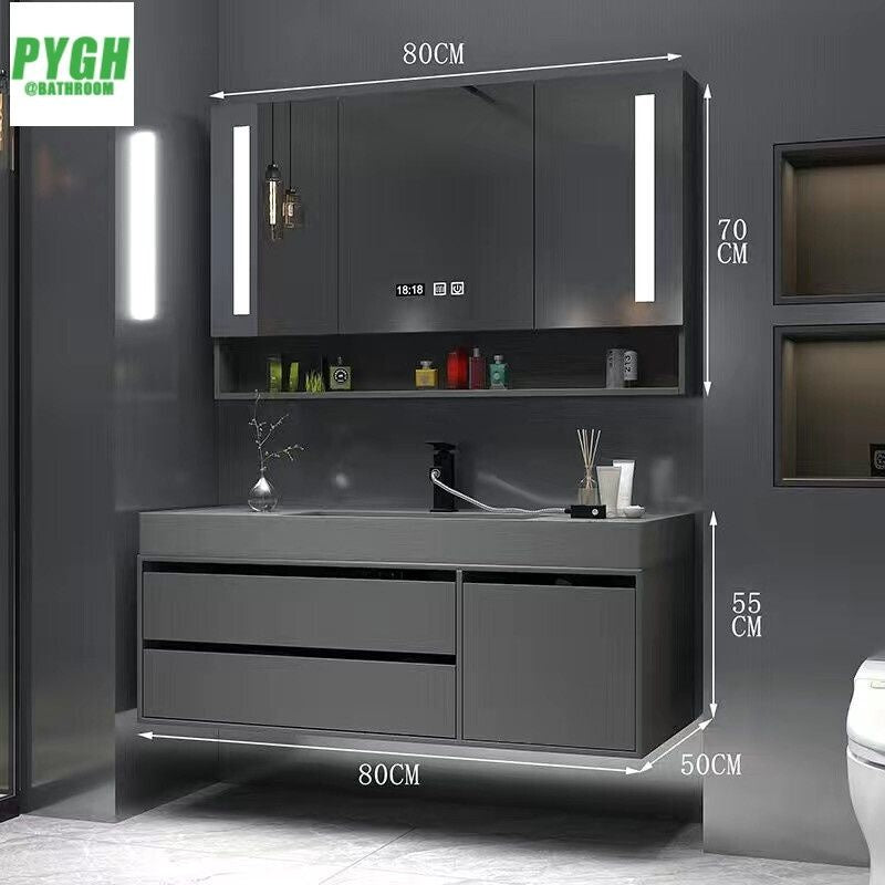 QW- Smart Mirror Real Wood Storage Bathroom Wash Cabinet