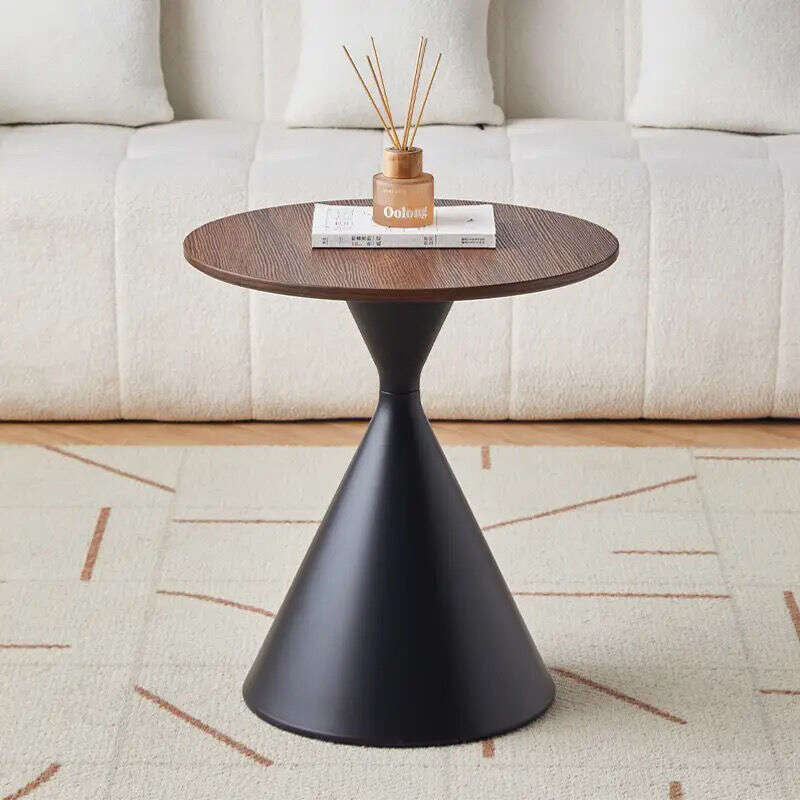 Solid wood tea table, Nordic style, for home living room, mixed design, modern, simple, round shape.