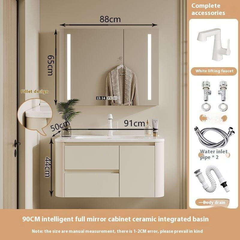 QW- Ins Style Storage Cabinet, Smart Mirror Cabinet for Bathroom, Bathroom Sink Set