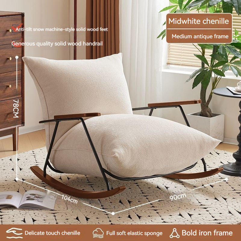 Kerusi Sofa Tunggal Reka Bentuk Ringkas Mewah Ringan Kerusi Goyang Hemp Kapas Ruang Tamu Rumah Kecil Balkoni Kain Bunga