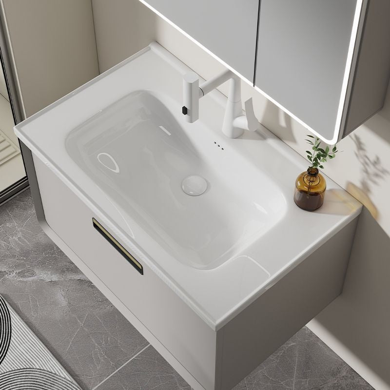 QW- Aluminum Thickened Stainless Steel Basin Smart Glass Bathroom Storage Cabinet