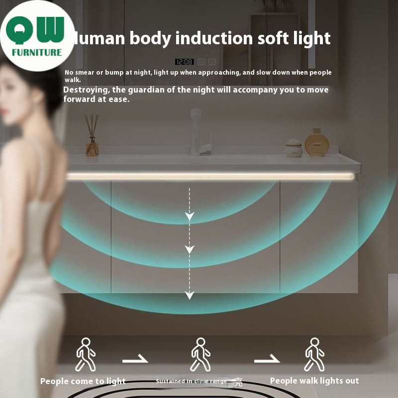 QW- Bathroom storage made from real wood, smart mirror cabinet in the bathroom, bathroom sink