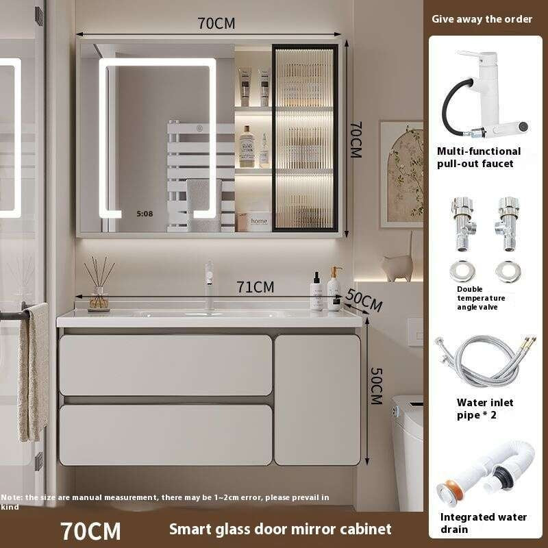 QW- Real wood storage cabinet smart mirror in the bathroom, bathroom sink
