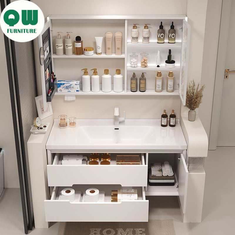 QW- Bathroom storage made from real wood, smart mirror cabinet in the bathroom, bathroom sink
