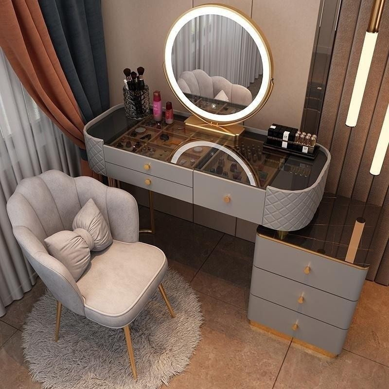 Bedroom Clear Glass Nordic Style Small Simple Dressing Storage Cabinet Table
