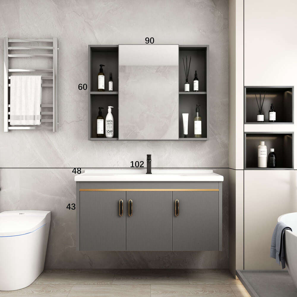 Kabinet Penyimpanan Aluminium QW- Cermin Pintar di Bilik Mandi, Singki Bilik Mandi 