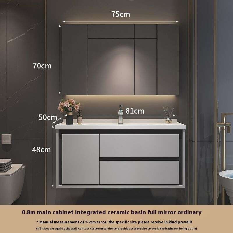 Kabinet Penyimpanan Kayu Oak QW- Set Singki Cermin Pintar di Bilik Mandi 