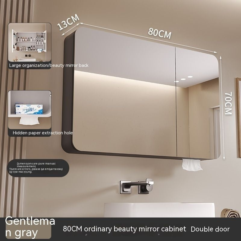 QW- Smart Mirror Cabinet Bathroom Aluminum Metal Can Display Time and Clear Fog