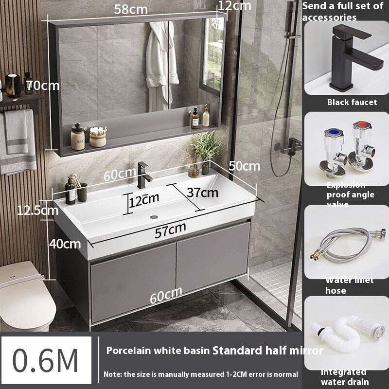 QW- Stone Basin Smart Mirror Bathroom Storage Cabinet