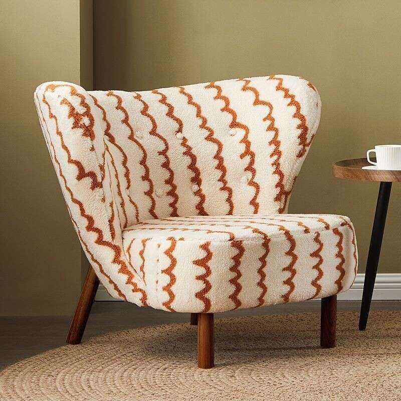 Single sofa with minimalist design, fleece jacquard lounge chair for the living room or balcony, comfortable sofa.