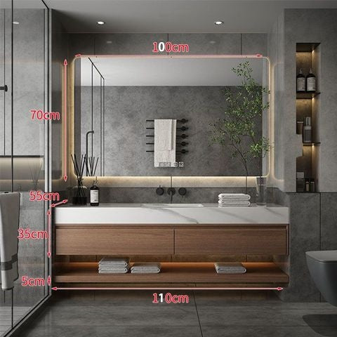 QW- Custom-made Bathroom storage made from real wood, bathroom sink set, and smart mirror cabinet in the bathroom.