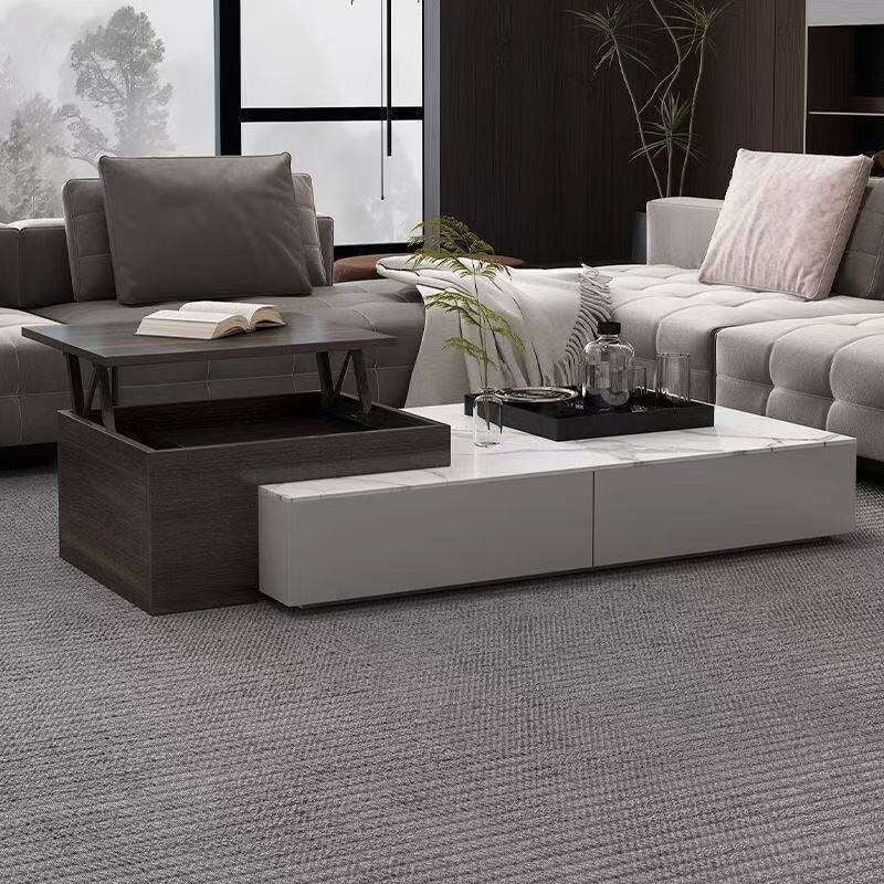 Meja Kopi Batu Boleh Laras Pelbagai Fungsi untuk Ruang Tamu. Kegunaan rumah moden yang ringkas. Meja teh yang elegan dan berkelas.