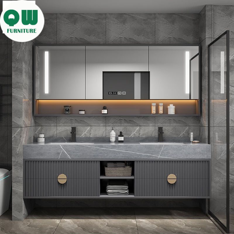 QW- Mirror Cabinet, Combo of Two Face Washing Sets, Bathroom Sink