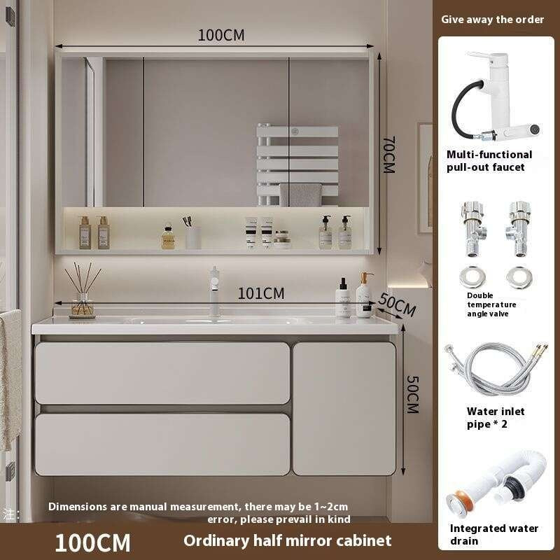 QW- Real wood storage cabinet smart mirror in the bathroom, bathroom sink