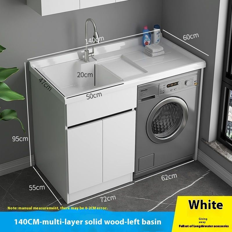 QW- Genuine Wooden Storage Cabinet Bathroom Sink Set Washing Machine Table