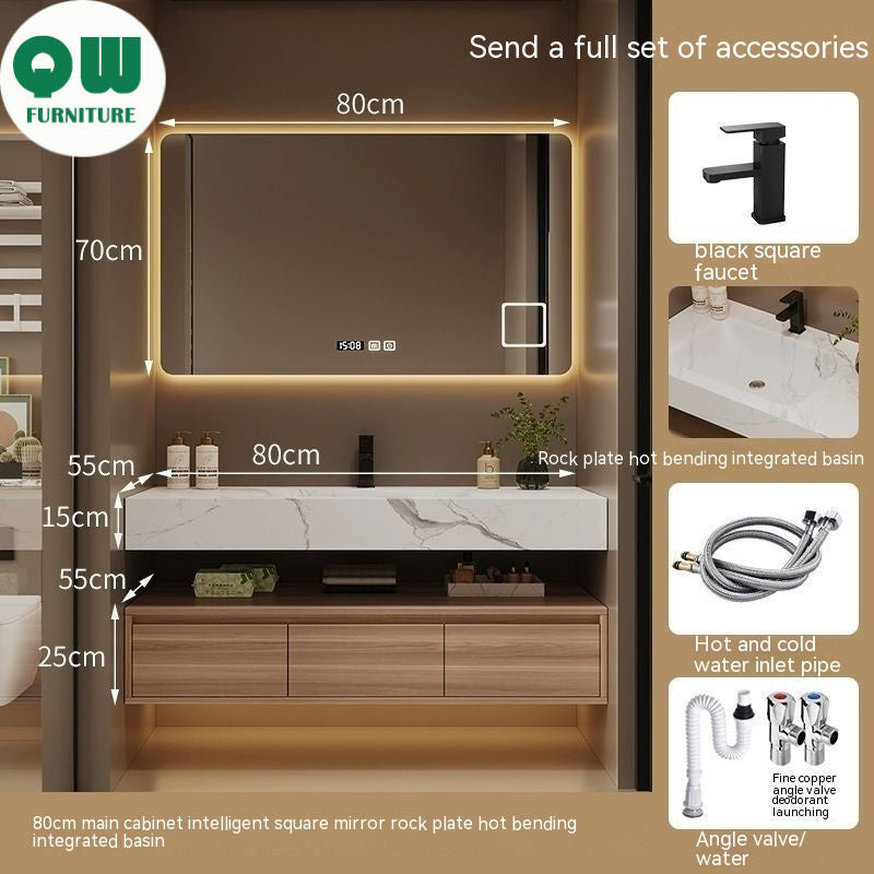 QW- Kabinet buatan khas dan cermin pintar untuk bilik mandi, kabinet simpanan bilik mandi, set sinki 