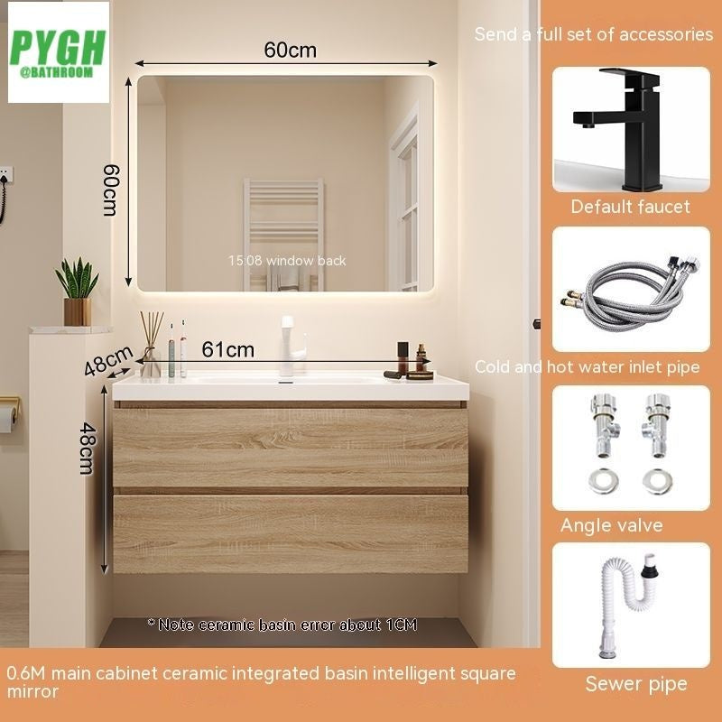 QW- Bathroom storage cabinet with sink set and smart mirror